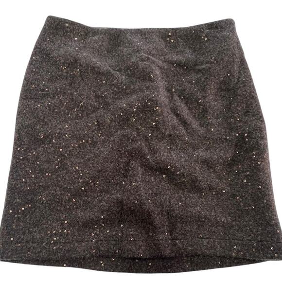 J‎ Jill Skirt Womens 4 Brown Sequin Wool Blend Lined Sparkle Pull On Party - Picture 1 of 7